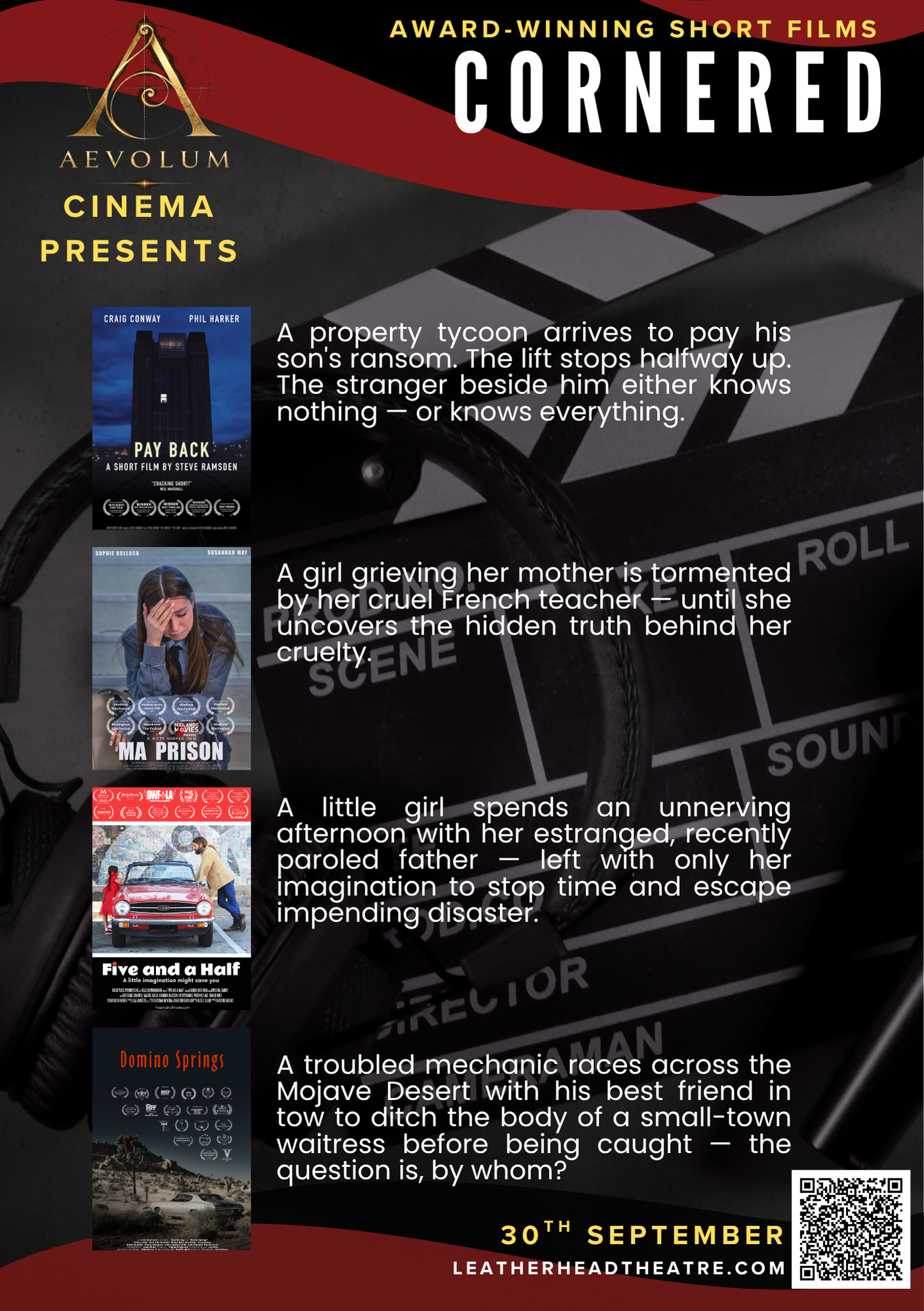 A New Wave Of Independent Film Arrives In Surrey As Aevolum Cinema Presents Returns With "Cornered" At The Leatherhead Theatre, On 30 September 2026 — Aevolum Press